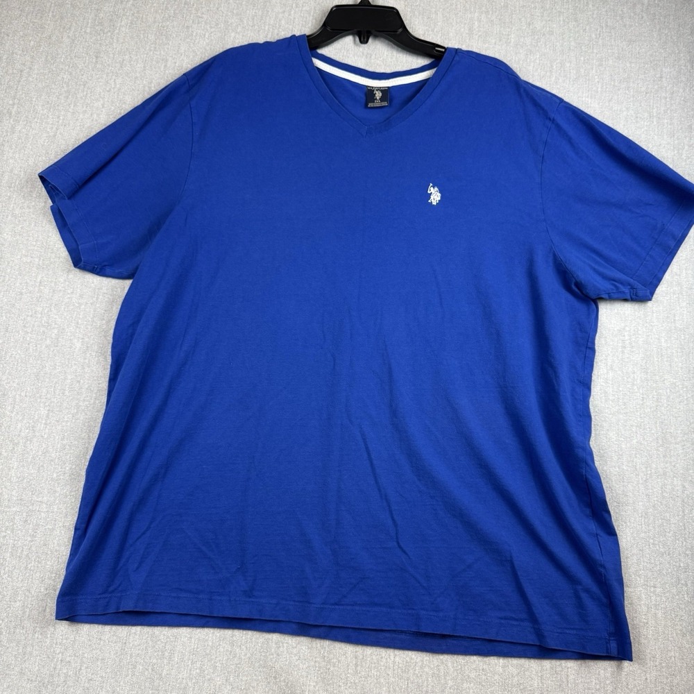 U.S. Polo Assn. V Neck Mens T-shirt 2XL Style#11C025 short sleeve polo shirt Blu